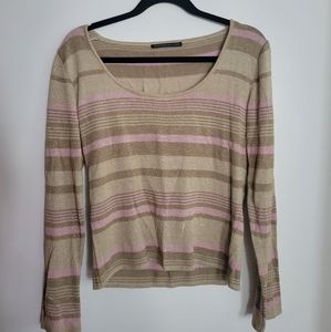 Bloomingdale's × Tahari Gold and Pink Longsleeve top sz L
